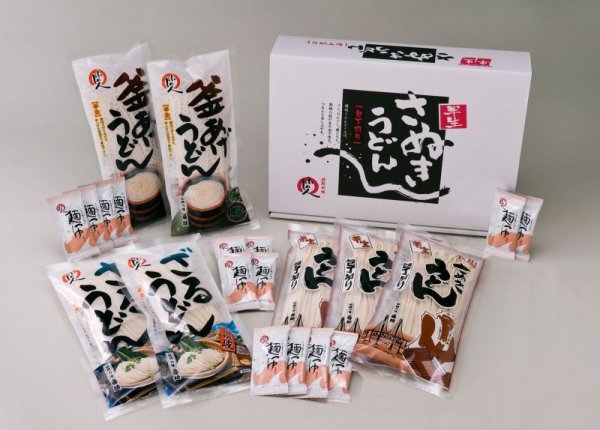 画像1: 【送料サービス】包丁切りさぬき半生うどん詰合せ【うどん７袋・つゆ１４袋】期間限定販売6／1〜7／31 (1)